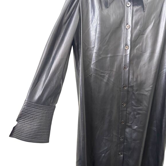 NANUSHKA Vegan Leather Tie Front Maxi Dress Black Sz Small - Picture 7 of 8